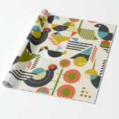 Papier Cadeau Motif sans couture avec oiseaux stylisés en bauh r (Déroulé)