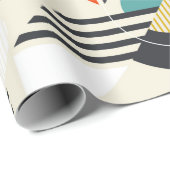 Papier Cadeau Motif sans couture avec oiseaux stylisés en bauh r (Coin rond)