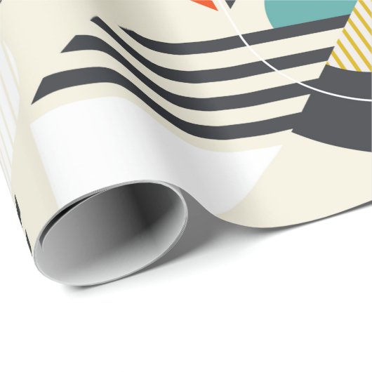 Papier Cadeau Motif sans couture avec oiseaux stylisés en bauh r (Coin rond)