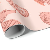 Papier Cadeau Motif sans couture avec ornement de doodle hippoca (Coin rond)