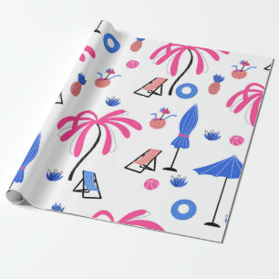 Papier Cadeau Motif sans couture avec palmiers ananas coconu