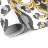 Papier Cadeau Motif sans couture avec peau de léopard et baro do (Coin rond)