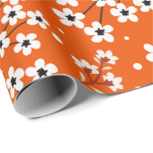 Papier Cadeau Motif sans couture avec petites fleurs blanches (Coin rond)