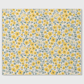 Papier Cadeau Motif sans couture avec petites fleurs jaunes (Plat)