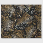 Papier Cadeau Motif sans couture avec plumes de paon. D libre (Plat)
