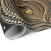 Papier Cadeau Motif sans couture avec plumes de paon. D libre (Coin rond)