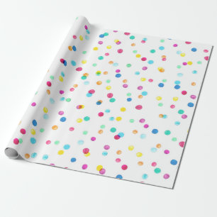 Papier Cadeau Motif sans couture avec points d'aquarelle lumineu