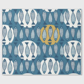Papier Cadeau Motif sans couture avec poisson bleu inspiré de sc (Plat)