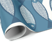 Papier Cadeau Motif sans couture avec poisson bleu inspiré de sc (Coin rond)