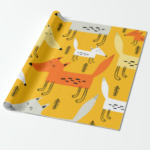 Papier Cadeau Motif sans couture avec renard de dessin animé, él