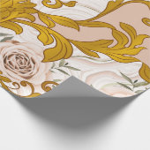 Papier Cadeau Motif sans couture avec roses et doré baroque (Coin)
