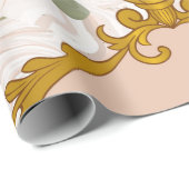 Papier Cadeau Motif sans couture avec roses et doré baroque (Coin rond)