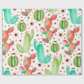 Papier Cadeau Motif sans couture avec succulents. Aquarelle cact (Plat)
