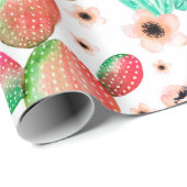 Papier Cadeau Motif sans couture avec succulents. Aquarelle cact (Coin rond)