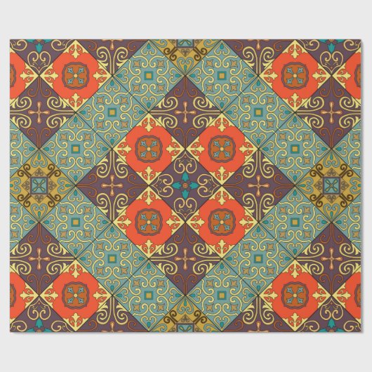 Papier Cadeau Motif sans couture avec tuiles portugaises en tala (Plat)