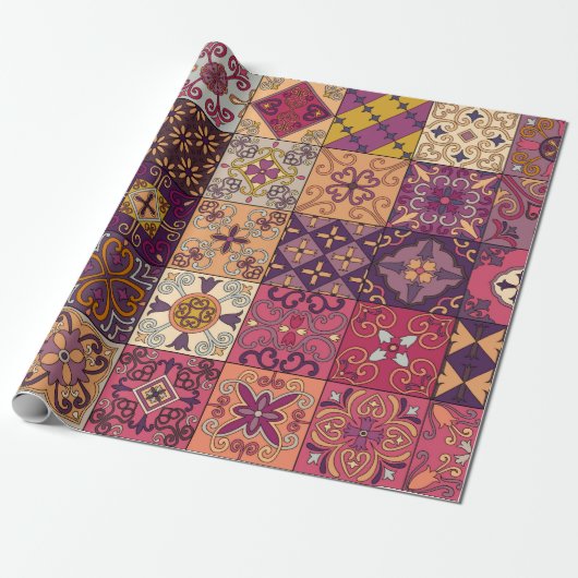 Papier Cadeau Motif sans couture avec tuiles portugaises en tala (Déroulé)