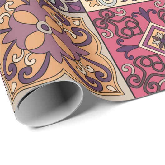Papier Cadeau Motif sans couture avec tuiles portugaises en tala (Coin rond)