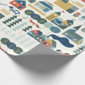 Papier Cadeau Motif sans couture avec village scandinave dans le (Coin)