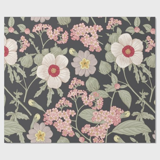 Papier Cadeau Motif sans couture. Beau tissu fleurissant réalité (Plat)