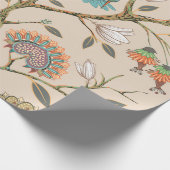Papier Cadeau Motif sans couture beige avec fleurs stylisées et  (Coin)