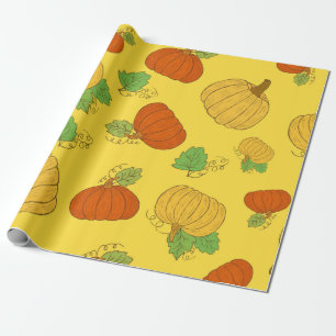 Papier Cadeau Motif sans couture citrouille. Brosse à griffes à