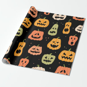 Papier Cadeau Motif sans couture citrouille Halloween. Retrait à
