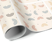 Papier Cadeau Motif sans couture d'arche de Boho Rainbow (Coin rond)
