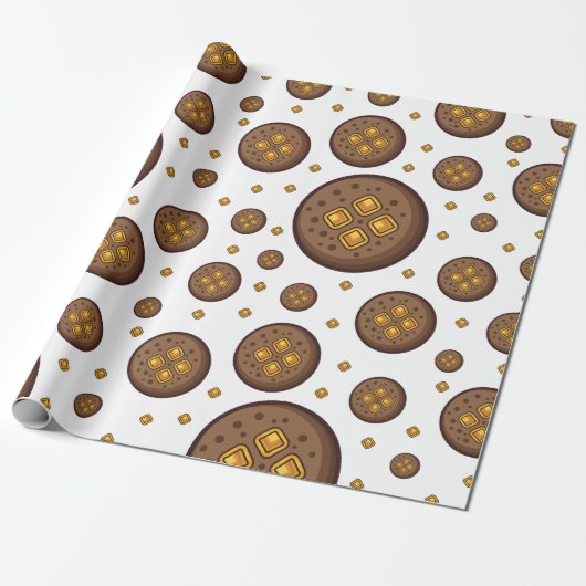 Papier Cadeau Motif sans couture de biscuits au chocolat délicie (Déroulé)