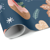 Papier Cadeau Motif sans couture de biscuits de Noël au gingembr (Coin rond)