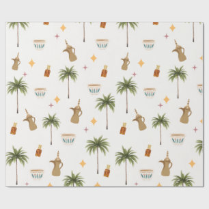 Papier Cadeau Motif sans couture de café et de dattes pour Ramad