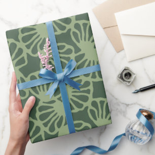 Papier Cadeau Motif sans couture de corail floral abstrait vert