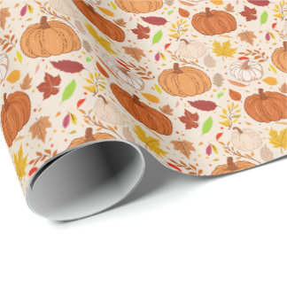 Papier Cadeau Motif sans couture de feuilles d'automne et de cit