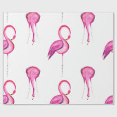 Papier Cadeau Motif sans couture de flamant rose d'aquarelle (Plat)