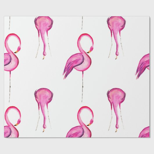 Papier Cadeau Motif sans couture de flamant rose d'aquarelle (Plat)