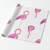 Papier Cadeau Motif sans couture de flamant rose d'aquarelle (Déroulé)