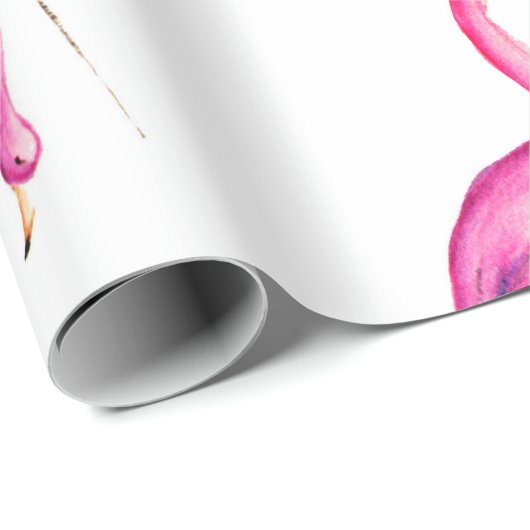 Papier Cadeau Motif sans couture de flamant rose d'aquarelle (Coin rond)