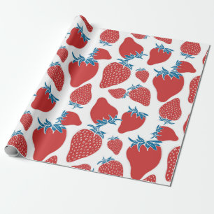 Papier Cadeau Motif sans couture de fraise dessinée à la main. a