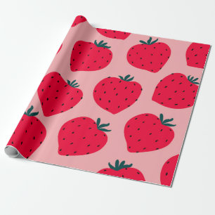 Papier Cadeau Motif sans couture de fraise moderne. Big red roun