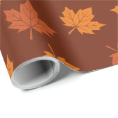 Papier Cadeau Motif sans couture de la feuille d'érable orange (Coin rond)