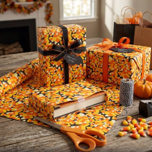 Papier Cadeau Motif sans couture de maïs de bonbons d'Halloween