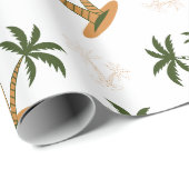 Papier Cadeau Motif sans couture de palmier (Coin rond)