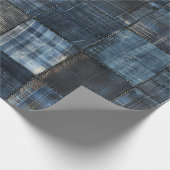 Papier Cadeau Motif sans couture de patchwork en denim indigo (Coin)