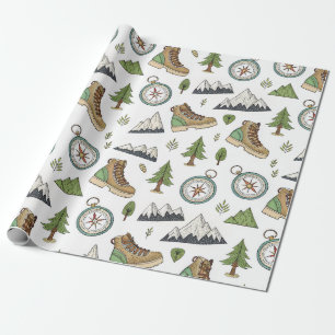 Papier Cadeau Motif sans couture de randonnée aventureuse