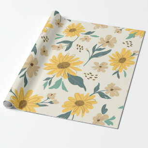 Papier Cadeau Motif sans couture de tournesol. Marguerite jaune 