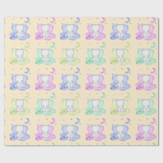 Papier Cadeau Motif sans couture d'éléphant mignon (Plat)