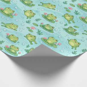 Papier Cadeau Motif sans couture d'étang de grenouille mignon