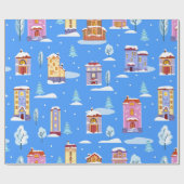 Papier Cadeau Motif sans couture d'hiver dessiné à la main avec (Plat)