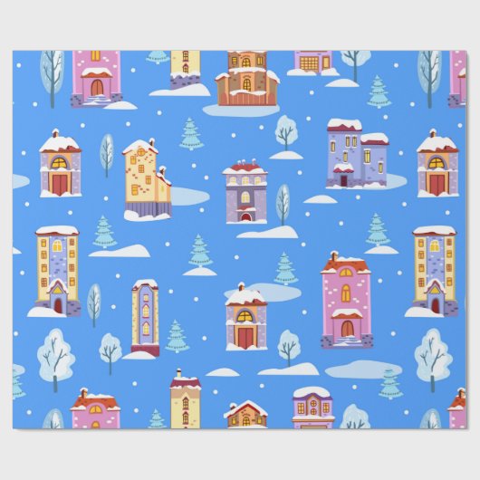 Papier Cadeau Motif sans couture d'hiver dessiné à la main avec (Plat)