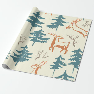 Papier Cadeau Motif sans couture d'hiver dessiné à la main avec 