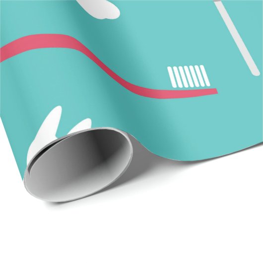 Papier Cadeau Motif sans couture d'instruments de dentiste (Coin rond)